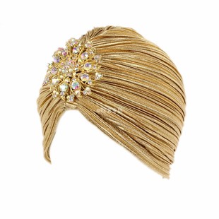 高贵包头褶皱印度帽阿拉伯头巾帽中东简便套头帽turban hat scarf