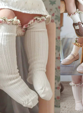 现货法国Collegien春夏刺绣花边公主袜埃及长绒棉女童袜