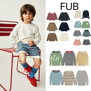 丹麦FUB26ss早春套头毛衣儿童羊毛混纺针织开衫毛衣条纹毛衣外套
