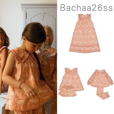 法国bachaa SS26春夏女宝儿童印花有机棉短袖连衣裙无袖套装