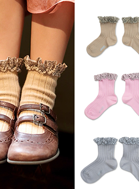 法国Collegien现货25秋冬新款婴儿袜子女童短袜花边宝宝袜子