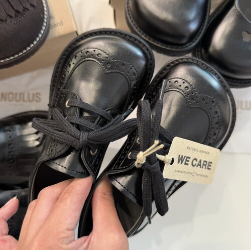 童心家现货 Angulus 25AW秋冬大A新款宽头皮鞋流苏鞋秋冬乐福鞋