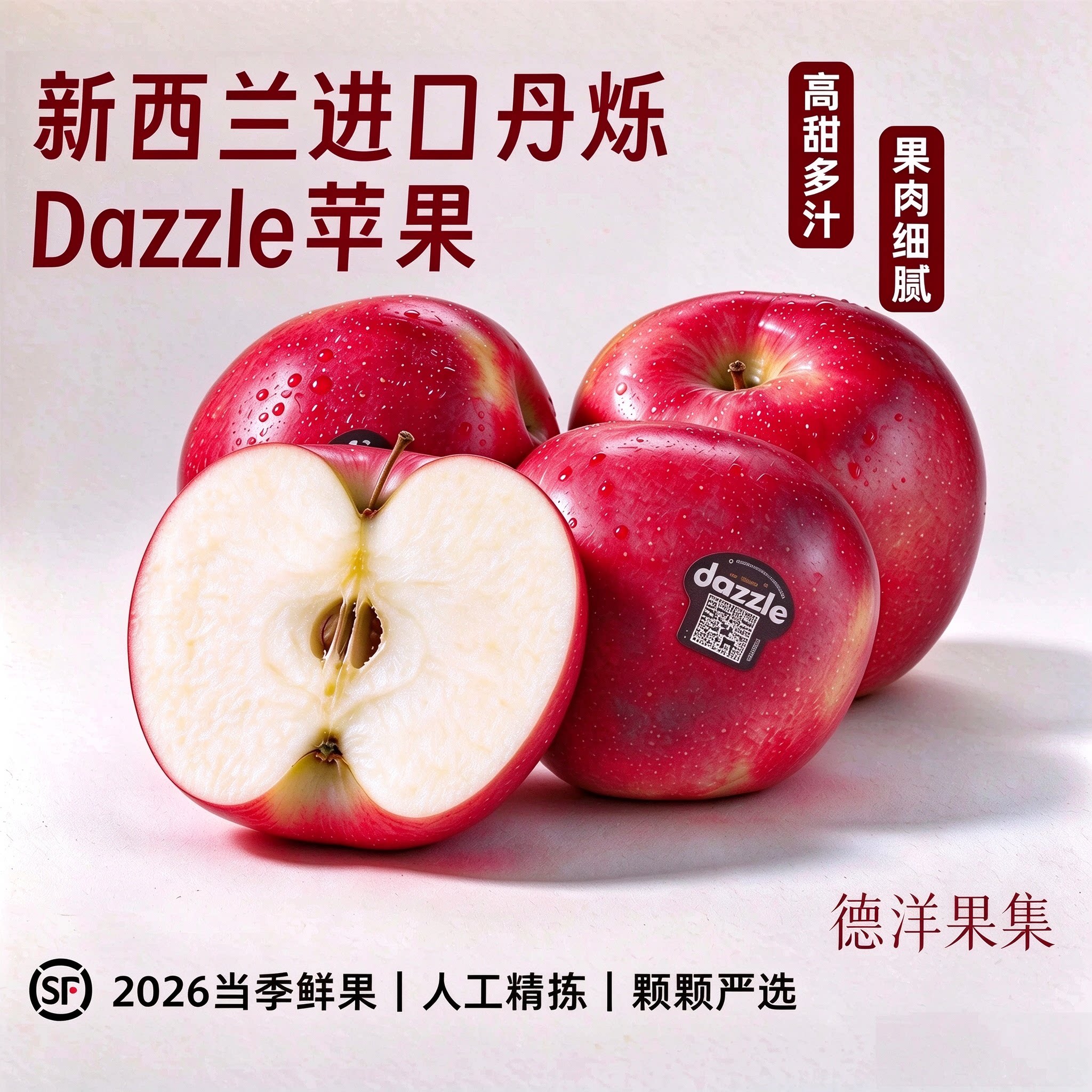 进口丹硕dazzle苹果大果口感脆甜