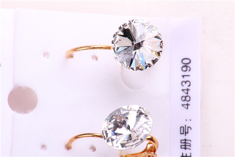 韩版饰品男女磁铁圆形水钻吸铁石无耳洞耳钉耳环erhuan耳扣