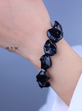 异形巴洛克黑色珍珠手链女款轻奢小众设计高级感贝壳手串2025新款