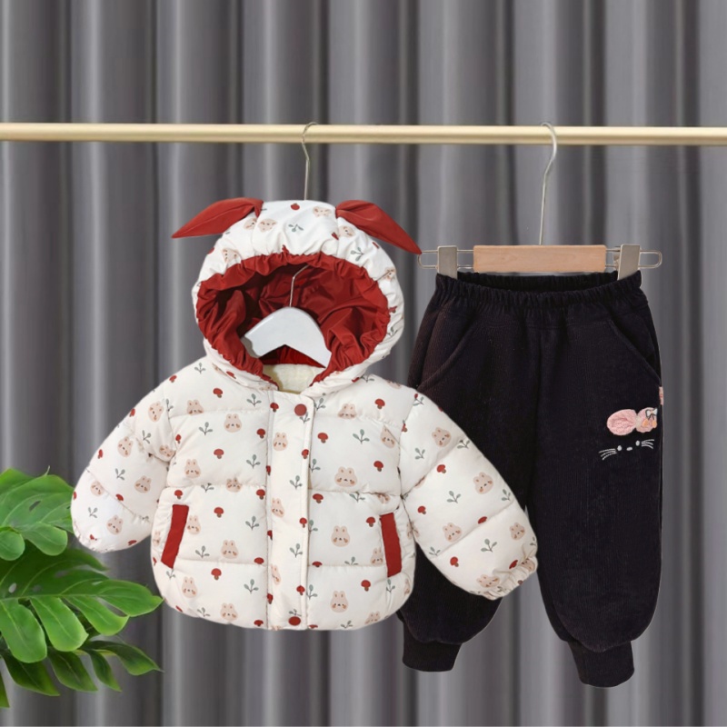 女童加绒加厚套装秋冬季