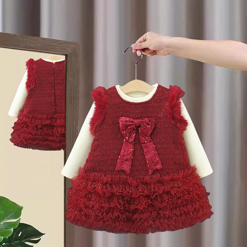 女童加绒连衣裙冬装2025新款