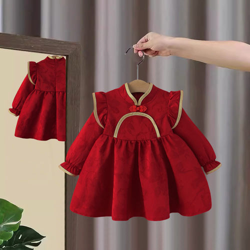 周岁女宝礼服女童春秋国风连衣裙