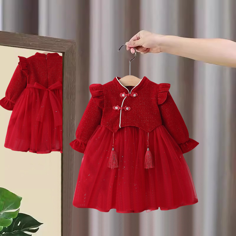 女童连衣裙长袖秋冬新款童装