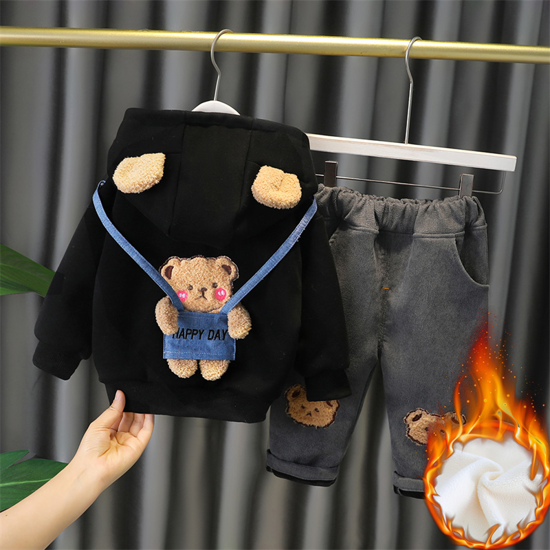 男童加绒卫衣套装秋冬款2025新款儿童加厚衣服宝宝冬装运动两件套