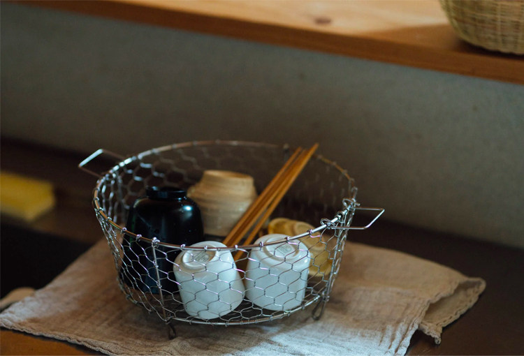 【现货】日本职人手作京都鸟井金网手工编织不锈钢沥水篮收纳30cm