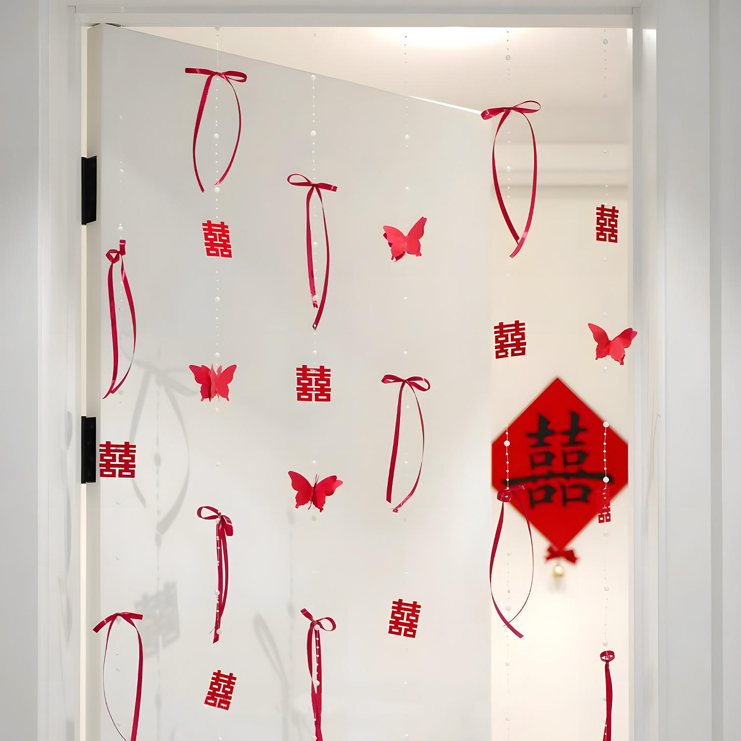 结婚门帘婚房布置新房客厅卧室房门喜字拉花装饰婚礼婚庆用品大全