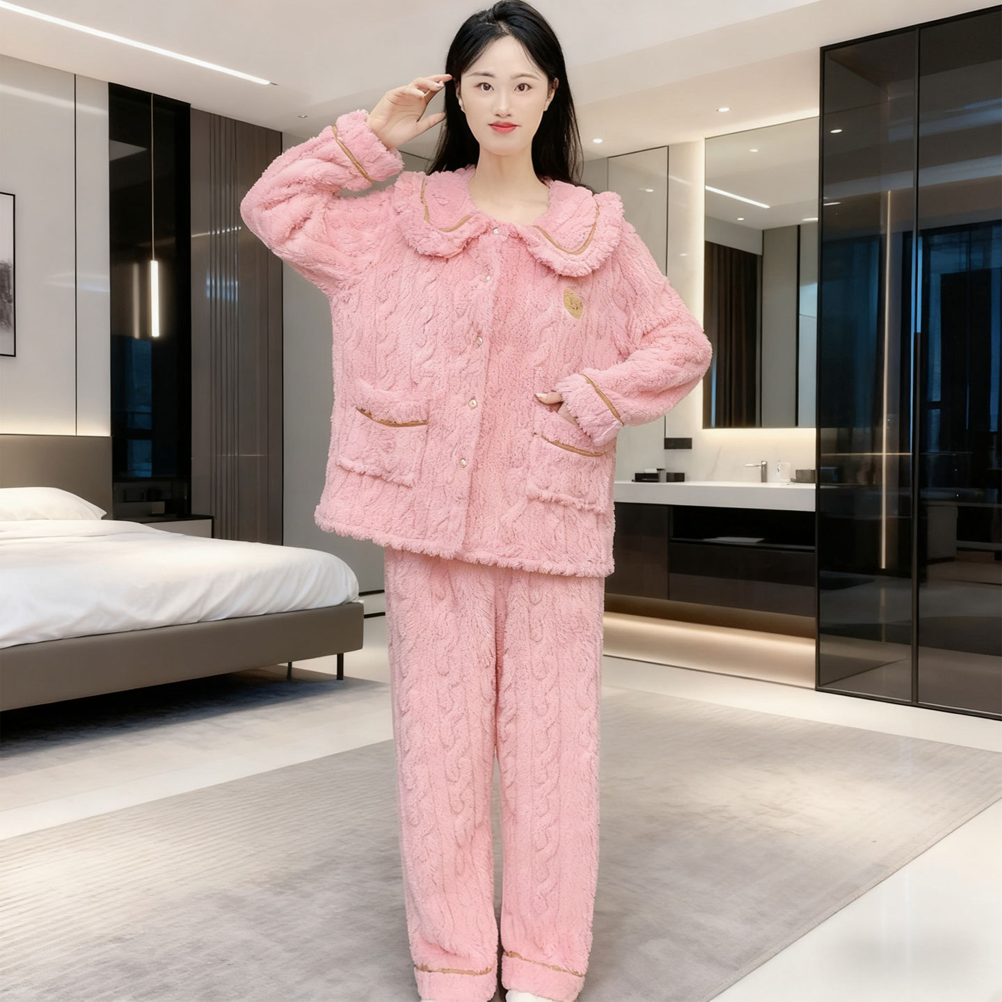 珊瑚绒睡衣女2025新款时尚洋气可外穿冬加厚保暖法兰绒大码家居服