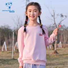 JJ真维斯商场同款童装2025春季新款女童印花圆领长袖纯棉卫衣衣服