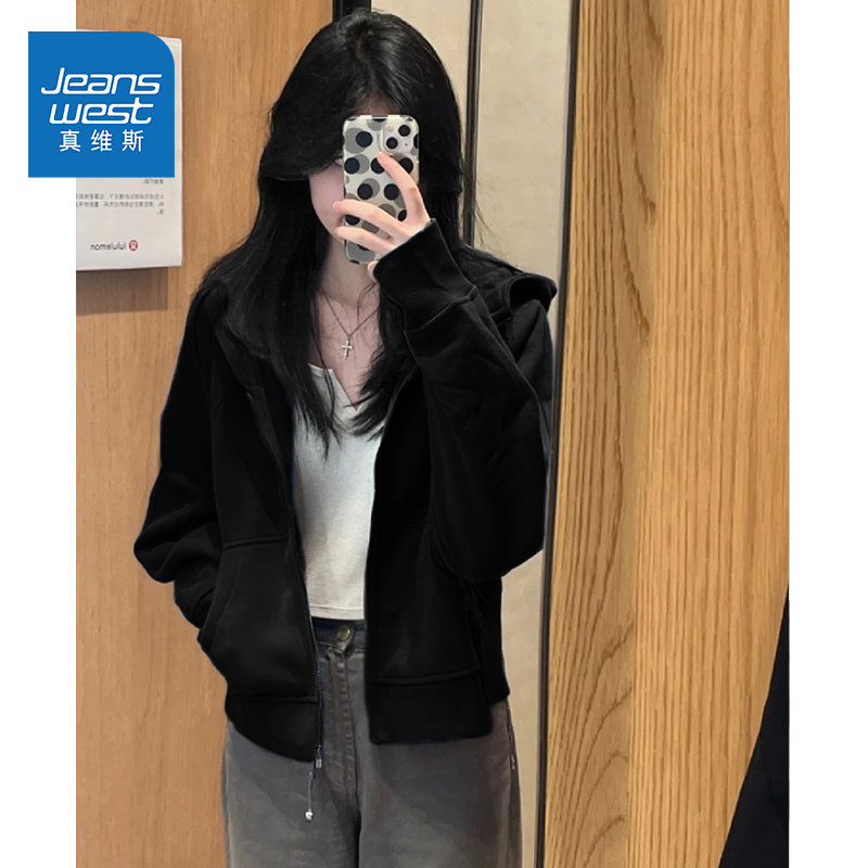 NOE真维斯青少年小个子短款上衣女2025新款春秋款宽松开衫外套