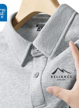 NN真维斯休闲polo衫男长袖春秋款宽松灰色青少年重磅珠地翻领卫衣