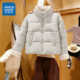 NOB真维斯加厚羊羔绒棉服外套女款冬季新款休闲百搭翻领棉袄棉衣