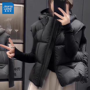 GL真维斯连帽马甲棉服女2025新款 小个子潮流宽松坎肩外套女 秋冬季
