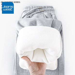 羊羔绒运动高腰休闲收脚裤 冬季 子女2025新款 NOA真维斯灰色加绒裤