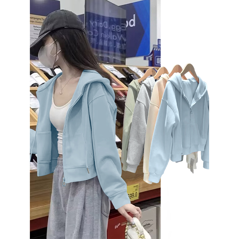 NOW真维斯连帽卫衣女秋季2025新款拉链穿搭早秋短款女款外套开衫