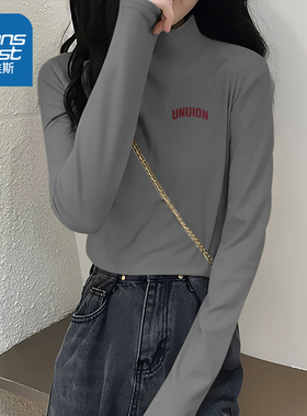 LB真维斯灰色打底衫女秋季2025新款修身显瘦上衣美式长袖t恤