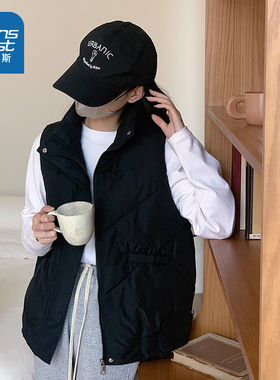 KY真维斯青少年女装秋冬季款时尚百搭间棉背心立领马甲外套