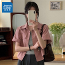 衬衫 LE真维斯女装 潮流复古休闲小个子短袖 2025夏季 外套上衣 新款