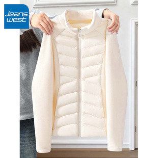 保暖摇粒绒内胆修身 冬季 显瘦上衣 外套女2025新款 KV真维斯立领短款