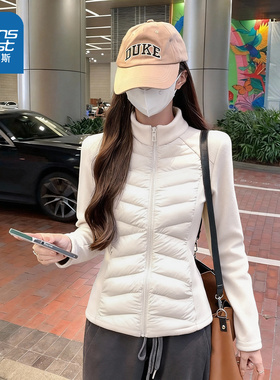 NOW真维斯白色轻薄夹棉外套女2025秋冬新款保暖上衣女冲锋衣内胆