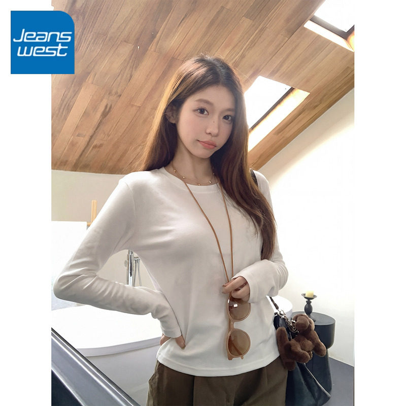 KCV真维斯长袖T恤女打底衫2026新款小个子上衣百搭内搭正肩白色女,女装/女士精品,T恤,淘宝优惠券,粉丝福利购,淘宝优惠卷
