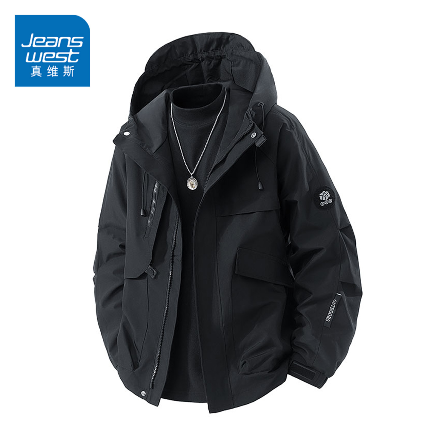 真维斯三合一冲锋休闲夹克男生款