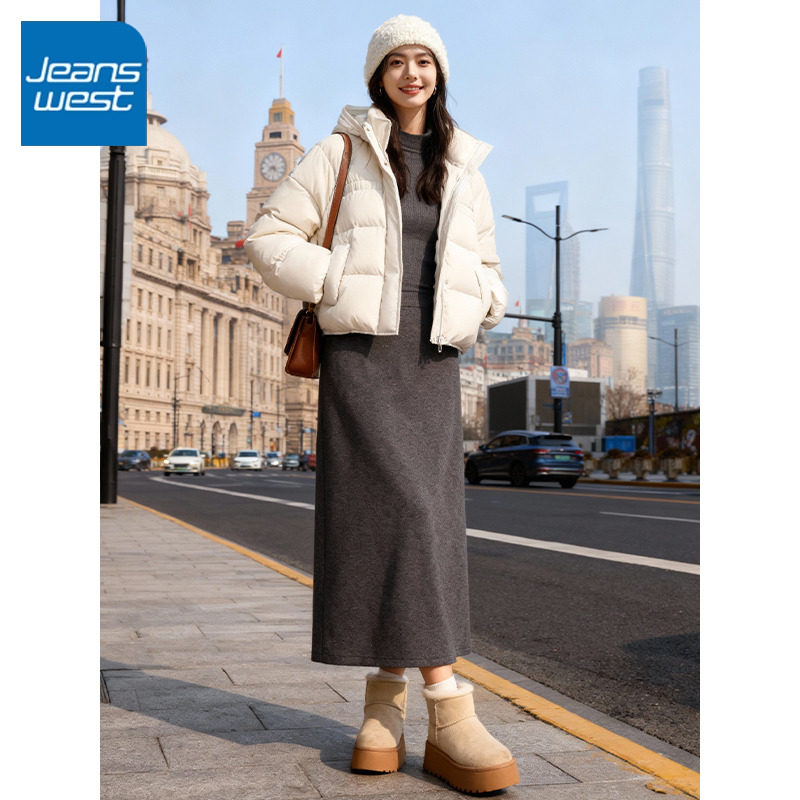 KV真维斯短款羽绒服女2025新款冬季紫色轻薄洋气保暖面包服外套