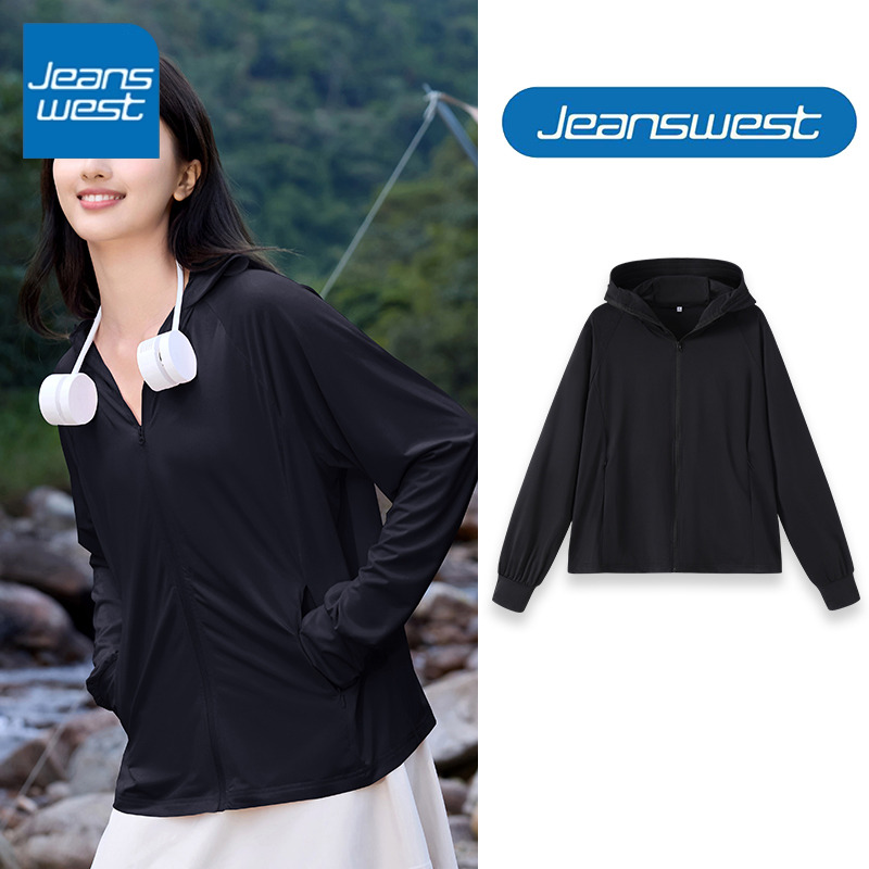 真维斯黑色冰丝防晒衣女2025新款