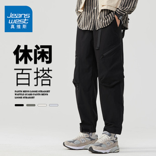 宽松直筒休闲户外潮牌束脚长裤 GQ真维斯美式 男秋冬季 复古工装 子 裤