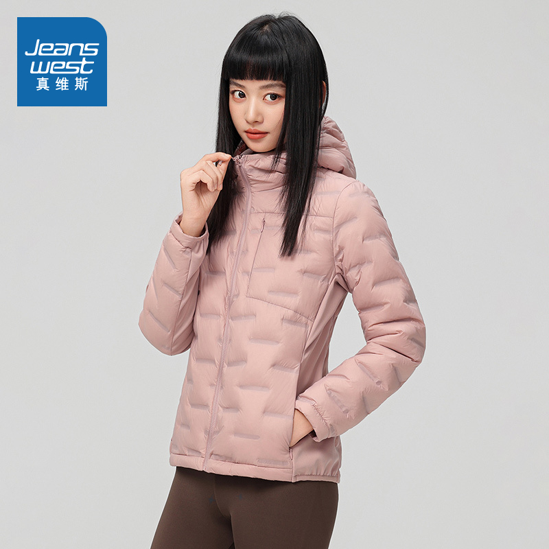 休闲保暖女款羽绒服连帽薄款外套