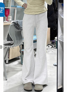 KV真维斯灰色微喇休闲卫裤女2026新款春秋爆款修身显瘦时尚直筒裤