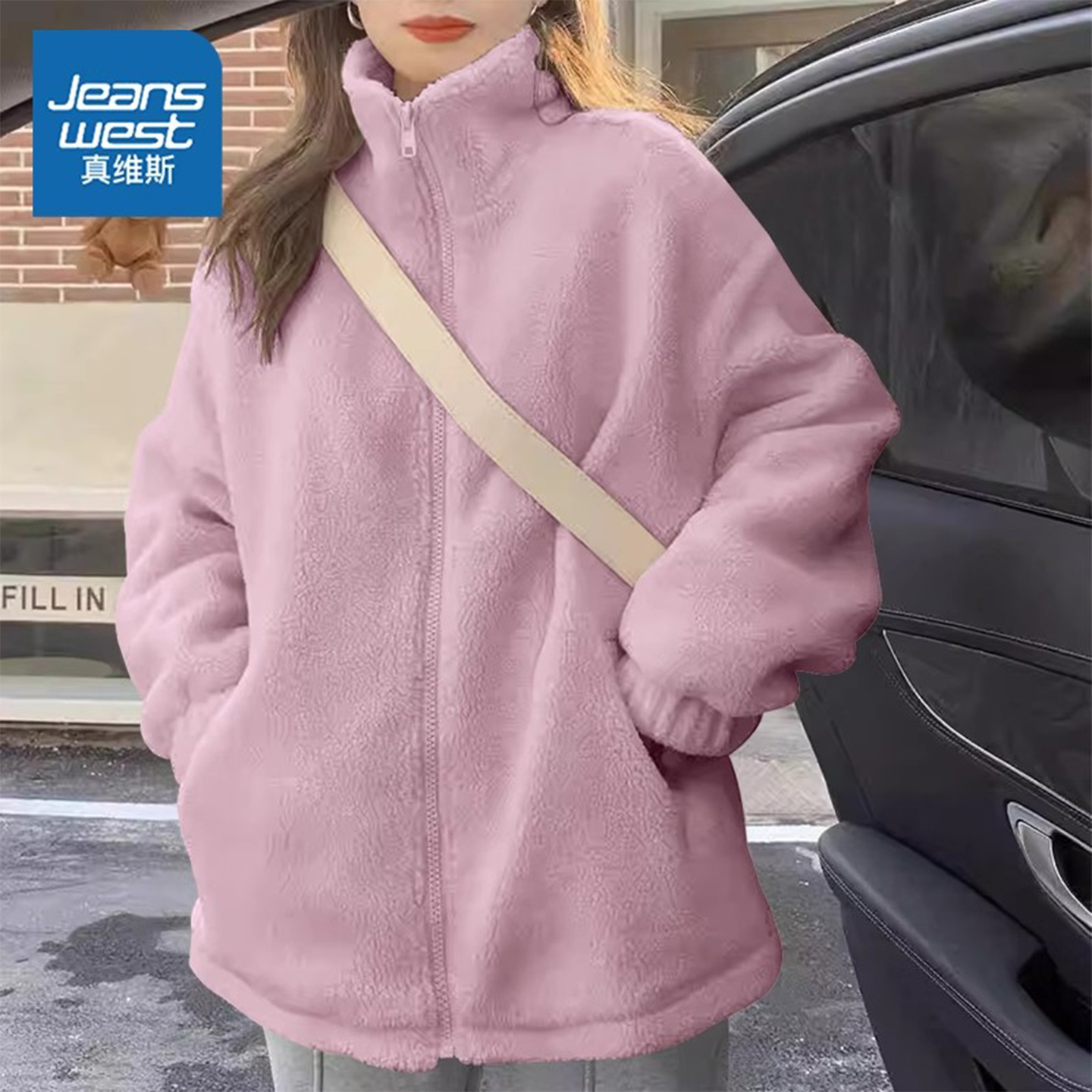 真维斯摇粒绒上衣女2025新款外套