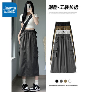 NOA真維斯軍綠色工裝 夏季 流行休閑時尚 小個子半身裙 裙女2025新款