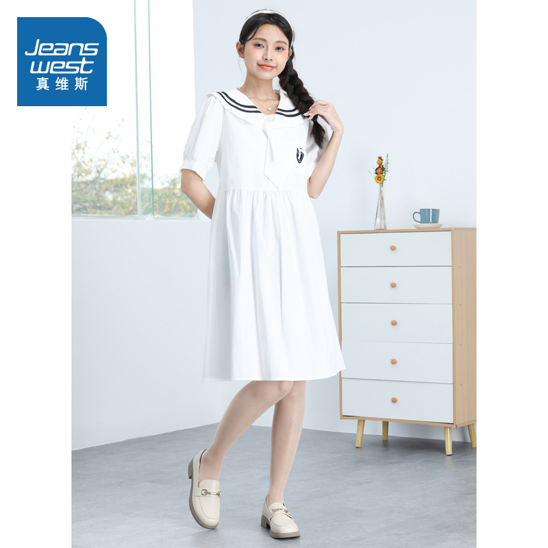 真维斯学院风纯棉女生连衣裙