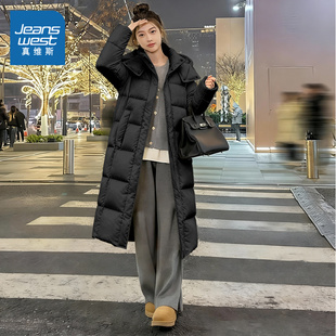 冬装 冬连帽巨好看 棉袄外套 羽绒服女2025新款 NOW真维斯黑色长款