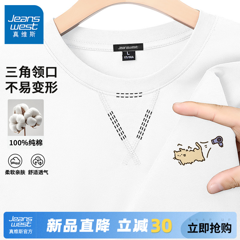 GV真维斯纯棉男生t恤秋季时尚潮流外穿上衣青少年内搭长袖打底衫C