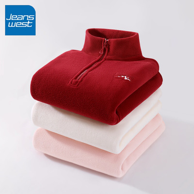 KYV真维斯摇粒绒卫衣女2025新款冬季加绒冲锋衣内胆新年抓绒上衣