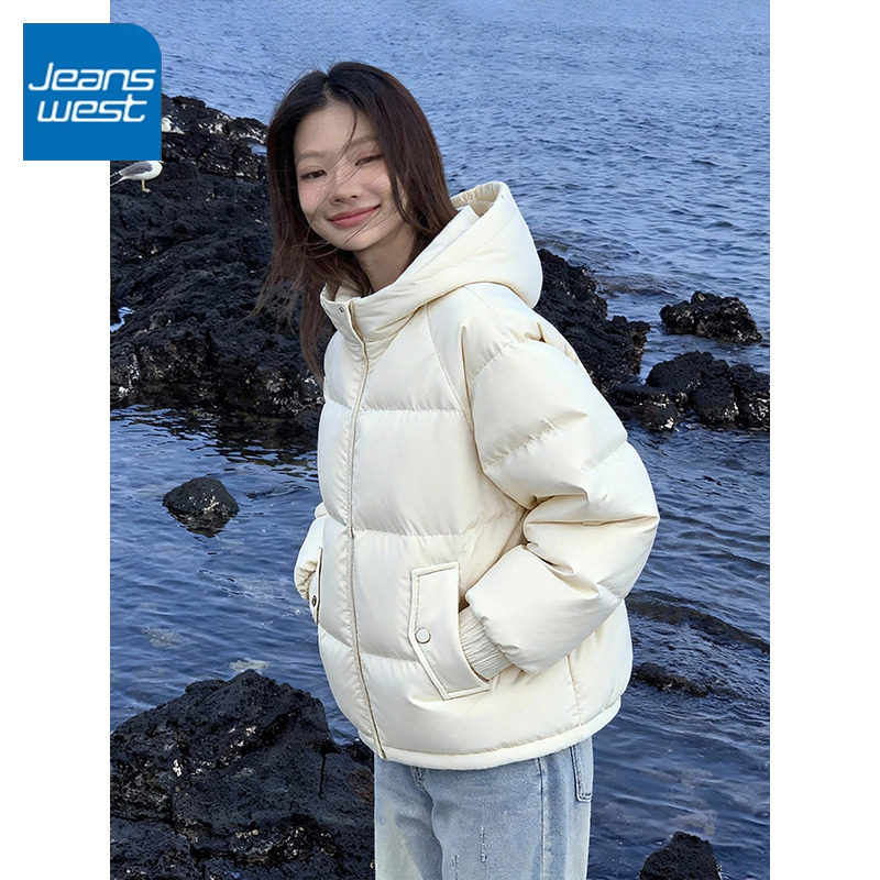 真维斯连帽短羽绒服女2025新款