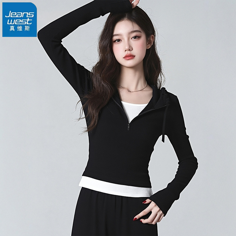 真维斯假两件套装女款穿搭两件套