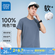 LE真维斯男装纯色打底衫圆领上衣夏季男式港风短袖T恤基础款衣服