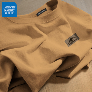 GV真维斯长袖t恤男纯棉圆领男士打底衫春季内搭上衣宽松短袖男款C