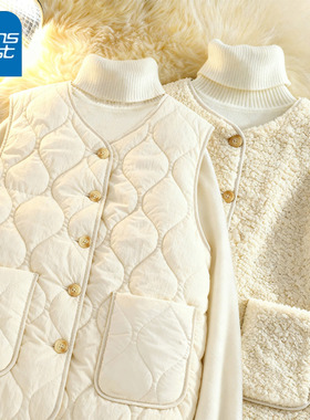 KYV真维斯棉马甲女秋冬季2025新款外穿百搭韩系无袖棉服马夹外套