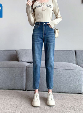 GL真维斯牛仔裤女2026春秋季新款窄版修身显瘦梨形身材直筒小脚裤