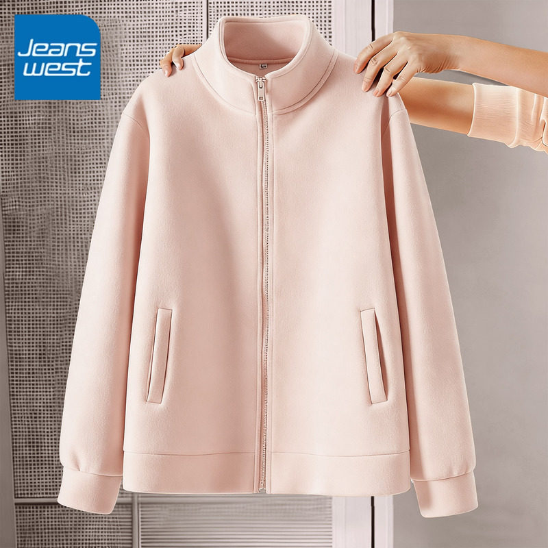 KYV真维斯粉色摇粒绒外套女2025秋冬新款冲锋衣内胆宽松抓绒上