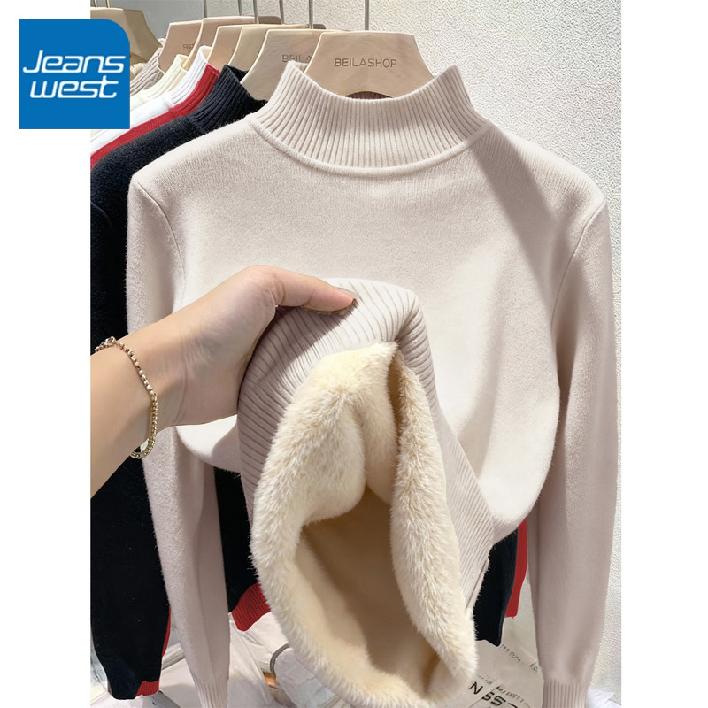 真维斯半高领一体绒毛衫2025年新款